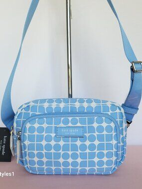 KATE SPADE Belt Bag Noel Jacquarded Printed Fabric Bag- Astral Blue color ⭐